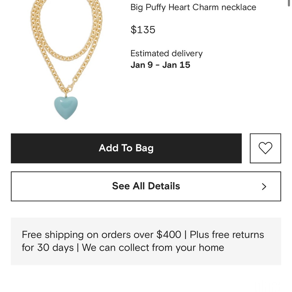 Roxanne Assoulin Gold Necklace with Blue Heart Charm